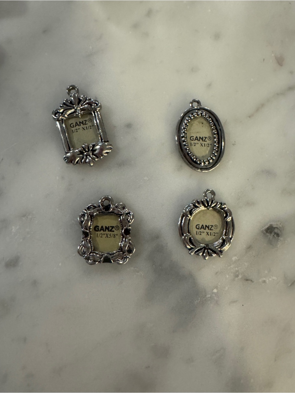 GANZ Silver-Tone Ornate Mini Picture Frame Charms - Set of 4